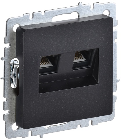 IEK BRITE BASE Черный Розетка комп. 2-ая RJ45 кат.6 РК11-2-БрЧ