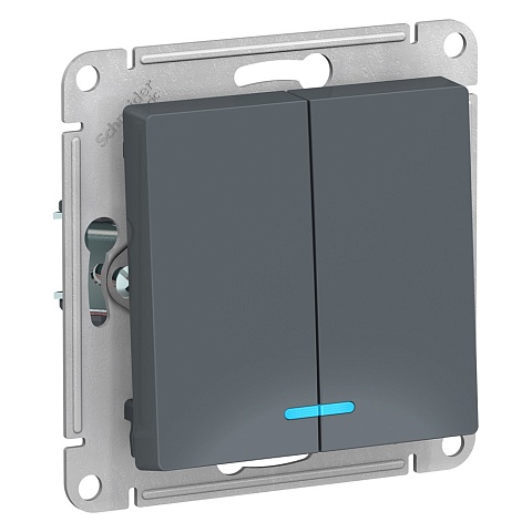 Systeme Electric AtlasDesign Грифель Выключатель 2-клавишный с подсветкой, сх.5а, 10АХ, механизм