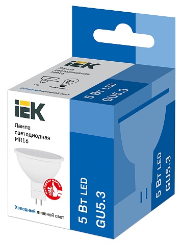 IEK Лампа светодиодная ECO MR16 софит 5Вт 230В 6500К GU5.3
