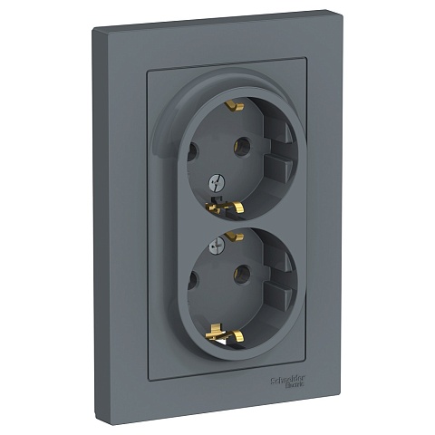 Systeme Electric AtlasDesign Грифель Розетка с/з двойная, 16А, в сборе