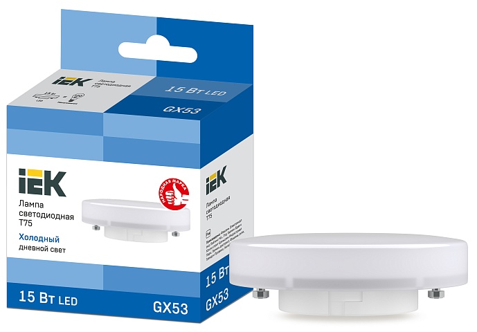 IEK Лампа LED T75 таблетка 15Вт 230В 6500К GX53 IEK