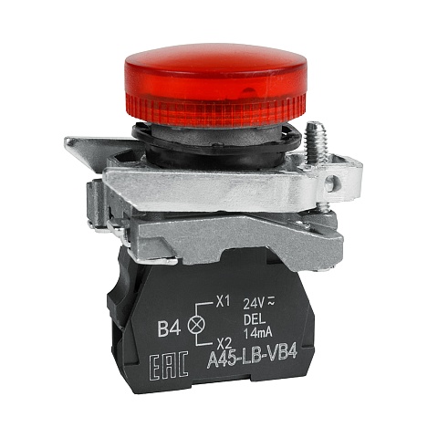 КЭАЗ Сигнальная лампа OptiSignal D22 C4-L-B4 красная металл 24VAC/DC XB4BVB4