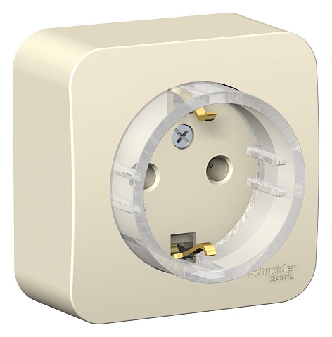 Systeme Electric Blanca наруж Молочная Розетка с/з без шторок,(тонкая) 16А, 250В изолир. пластина
