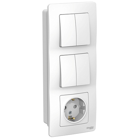 Systeme Electric Blanca внутр Бел Блок: Розетка з/к шт 16А, 250В+выкл 2кл.+выкл 2кл.