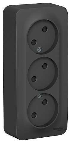 Systeme Electric Blanca наруж Антрацит Розетка 3-ая б/з со шторками 16А,250В, изолир. пластина