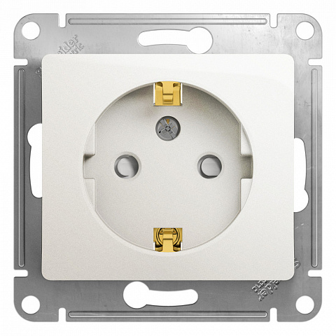 Systeme Electric Glossa Перламутр Розетка с/з со шторками, 16А