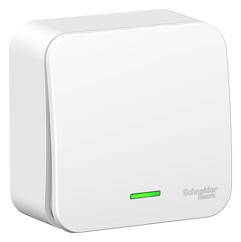 Systeme Electric Blanca наруж Бел Переключатель 1-клавишный с подсветкой 10А, 250B, изолир. пластина