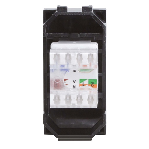 DKC Компьютерная розетка RJ45 кат.5e, Brava, черная, 1мод