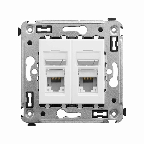 DKC Компьютерная розетка RJ-45 в стену, кат.5e двойная, "Avanti", "Белое облако"