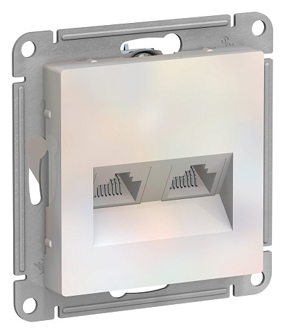 Systeme Electric AtlasDesign Жемчуг Розетка двойная компьютерная RJ45+RJ45, кат.5E, механизм