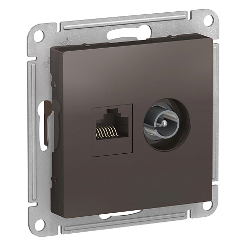 Systeme Electric AtlasDesign Мокко Розетка двойная комп+ТВ, RJ45+TV, кат.5E, механизм