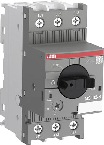 ABB Автоматический выключатель для ЖД транспорта MS132-20B 100кА с регулир. тепловой защитой 16A-20А Класс тепл. расцепит. 10