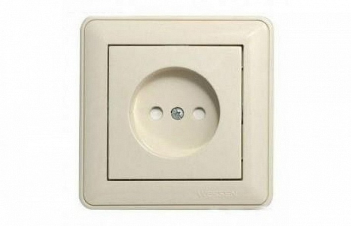 Systeme Electric Wessen 59 Беж Розетка с/з с защитными шторками (в сборе, с рамкой)