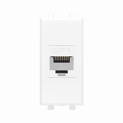 DKC Компьютерная розетка RJ-45 без шторки модульная, кат.6, "Avanti", "Белое облако", 1 модуль