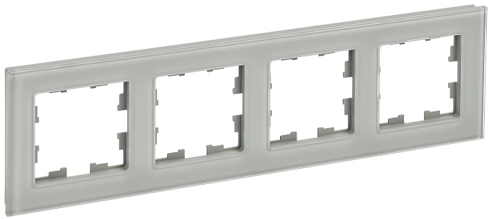 IEK BRITE DECOR Дымчатый глянец стекло Рамка 4-м РУ-4-2-БрД
