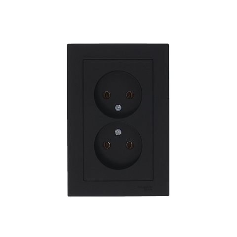 Systeme Electric AtlasDesign Карбон Розетка б/з двойная, 16А, в сборе