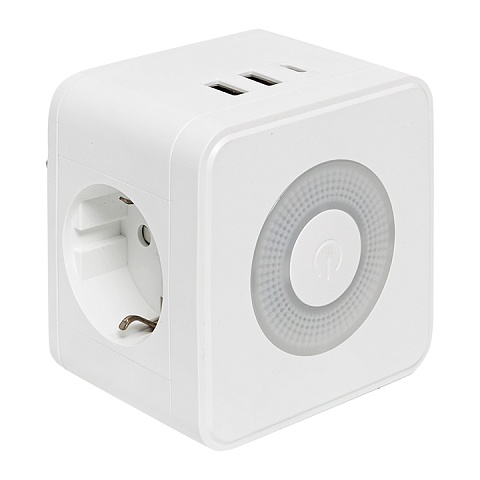 EKF PROxima Тройник "Куб" 2 гнезда 2USB 2,4А+Type C + Ночник