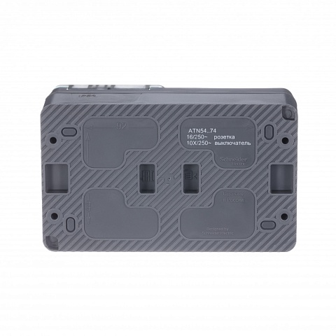 Systeme Electric AtlasDesign Profi54 Наруж Антрацит Блок: Розетка с/з со шт. + выключатель 2-клавишный 10А