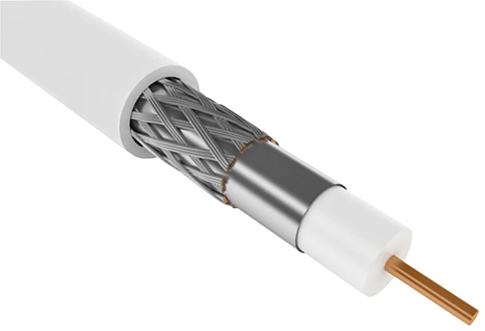 IEK Каб. коаксиал. RG6 CCS 75Ом FPE PVC бел. (300м) GENERICA