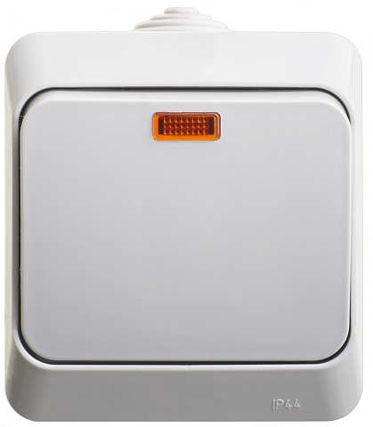 Systeme Electric Этюд наруж Серый Выключатель 1-клавишный с подсветкой IP44