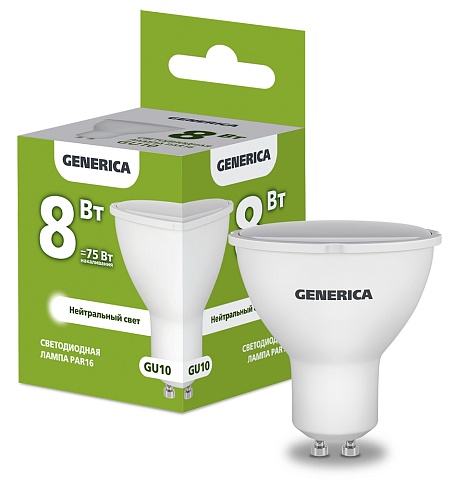 IEK GENERICA Лампа LED PAR16 софит 8Вт 230В 4000К GU10