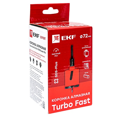 EKF Коронка алмазная Turbo Fast 72 DCH-72TRB Laser M16 Expert