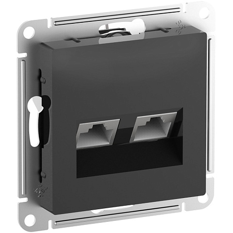 Systeme Electric AtlasDesign Карбон Розетка двойная комп RJ45+RJ45, кат.6А, механизм