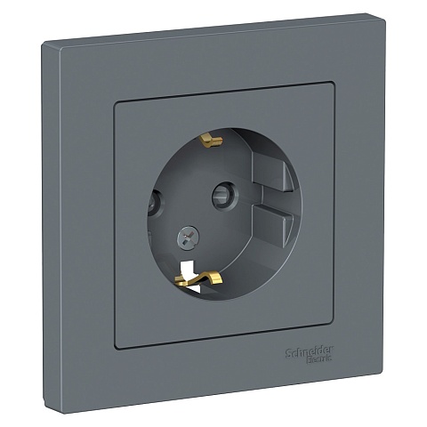 Systeme Electric AtlasDesign Грифель Розетка с/з со шторками, 16А, в сборе