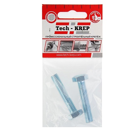 Tech-Krep Болт DIN933 с шестигранной головкой оцинк. М10х50 (2 шт) - пакет