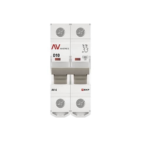 EKF Averes AV-6  Автоматический выключатель  (D) 2P 10А 6kA