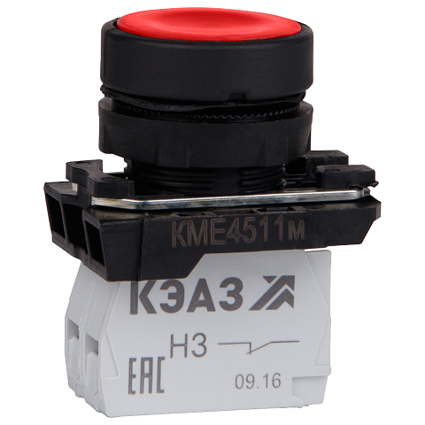 КЭАЗ Кнопка КМЕ4511м-красный-1но+1нз-цилиндр-IP54