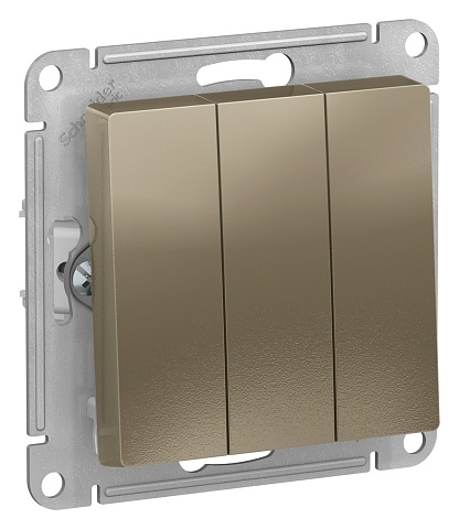 Systeme Electric AtlasDesign Шампань Выключатель 3-клавишный сх.1+1+1, 10АХ, механизм
