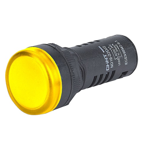 CHINT Индикатор ND16-22D/2C желтый, встр. резистор, IP65 АС/DC230В (R)   