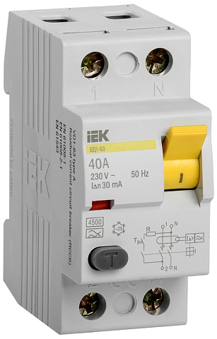 IEK KARAT Выключатель дифференциальный ВД1-63 (УЗО) 2Р 40А 30мА