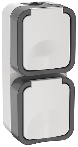 IEK TORS Розетка 2-ая с з/к кр. верт. 16А IP55 TS232 белый