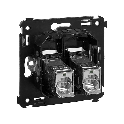 DKC Компьютерная розетка RJ-45 в стену, кат.6 двойнаяэкранированная,"Avanti", "Черный квадрат"