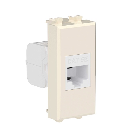 DKC Компьютерная розетка RJ-45 без шторки модульная, кат.5е, "Avanti", "Ванильная дымка", 1 модуль