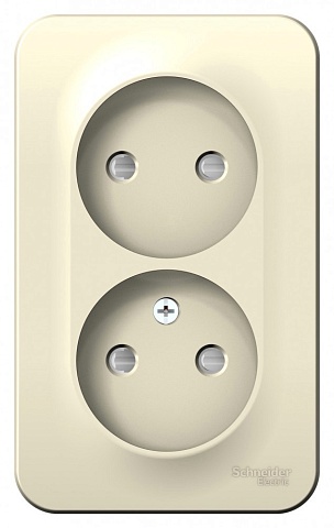 Systeme Electric Blanca наруж Молочная Розетка 2-ая б/з со шторками 16А, 250В, изолир. пластина