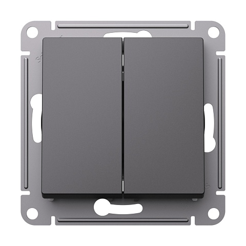 Systeme Electric AtlasDesign Базальт Выключатель 2-клавишный с самовозвратом, сх.5, 10АХ, механизм