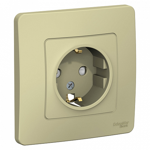 Systeme Electric Blanca внутр Беж Розетка с/з со шторками, 16А, 250В