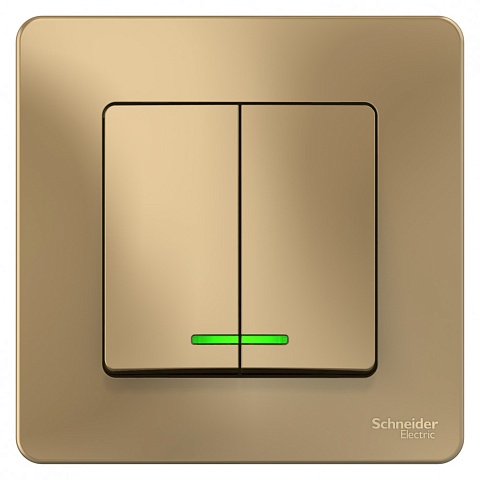 Systeme Electric Blanca внутр Титан Выключатель 2-клавишный с подсветкой, 10А, 250B