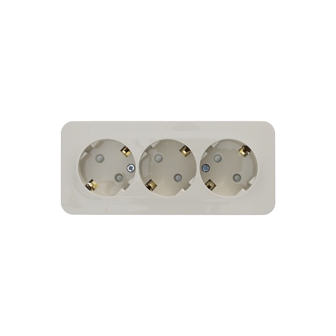 Systeme Electric Blanca наруж Беж Розетка 3-ая с/з со шторками, изолир. пластина 16А, 250В