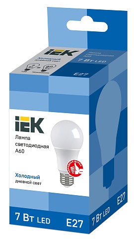 IEK Лампа светодиодная ECO A60 шар 7Вт 230В 6500К E27
