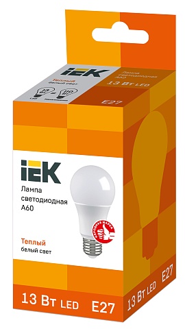 IEK Лампа светодиодная ECO A60 шар 13Вт 230В 3000К E27