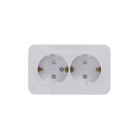 Systeme Electric Blanca наруж Бел Розетка 2-ая с/з со шторками 16А, 250В, изолир. пластина