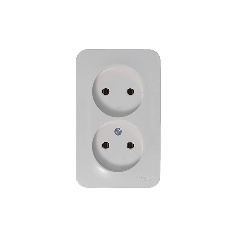 Systeme Electric Blanca наруж Бел Розетка 2-ая б/з без шторок 16А, 250В, изолир. пластина