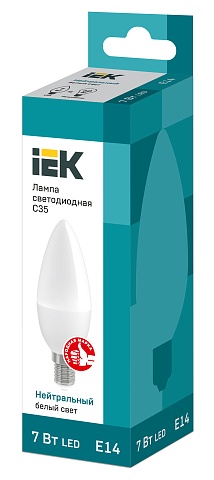 IEK Лампа светодиодная ECO C35 свеча 7Вт 230В 4000К E14