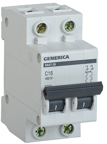 IEK GENERICA Авт. выкл. ВА47-29 2Р 10А 4,5кА х-ка С