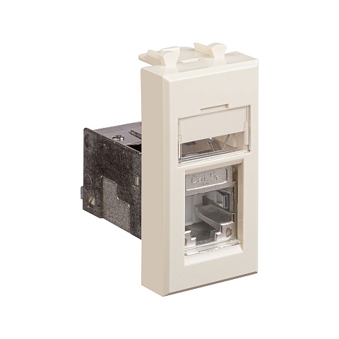 DKC Компьютерная розетка RJ-45 модульная, кат.5е экранированная, "Avanti","Ванильная дымка", 1 модуль