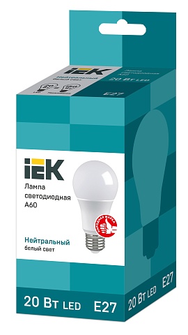 IEK Лампа светодиодная ECO A60 шар 20Вт 230В 4000К E27
